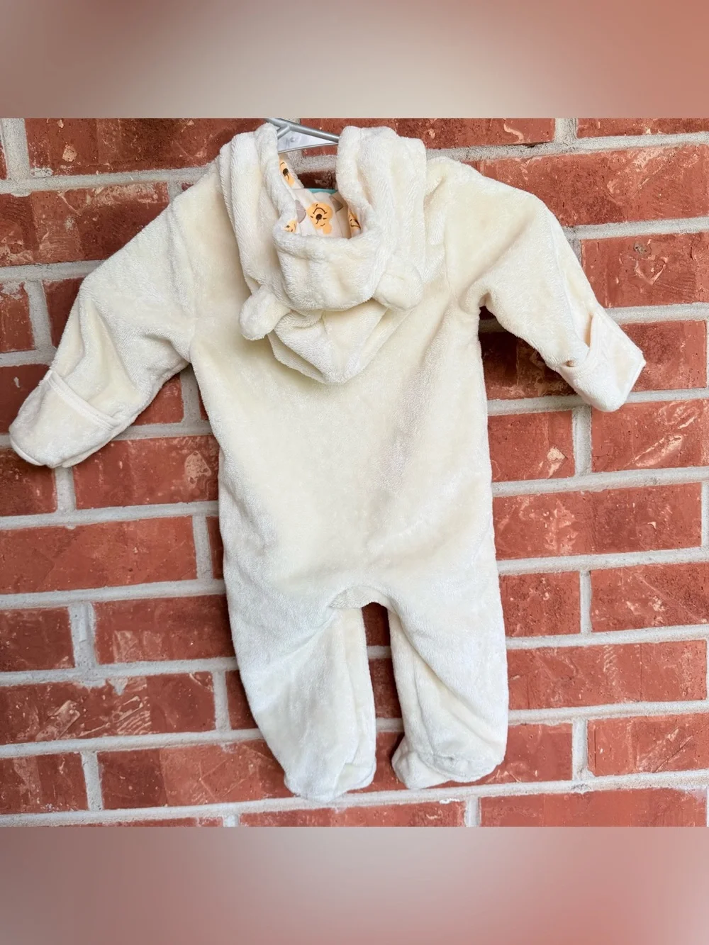 Disney Cream Winnie the Pooh Plush Footed One-Piece